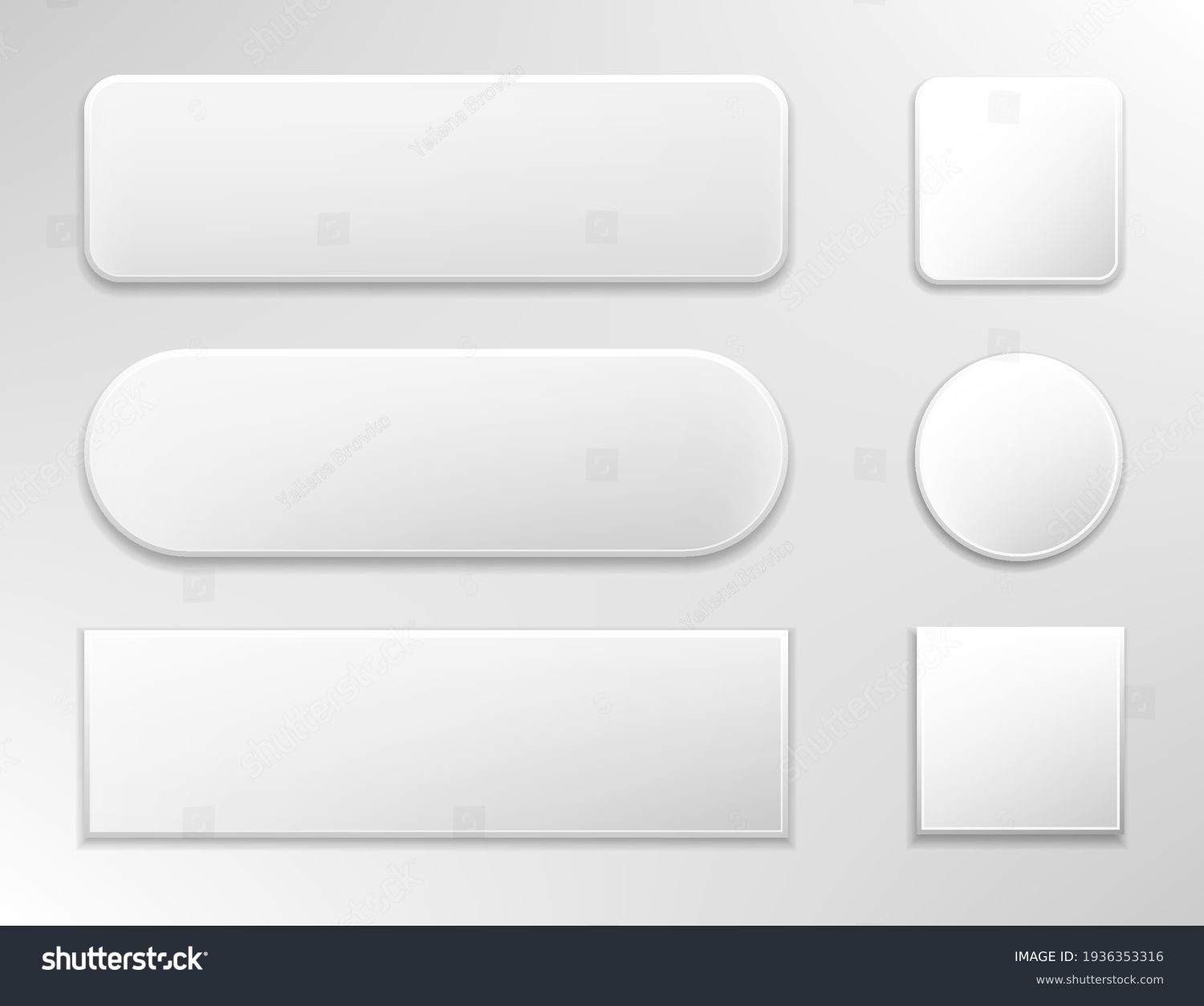 Set of various gray glossy web buttons.Vector illustration isolated on white background.Eps 10. #1936353316