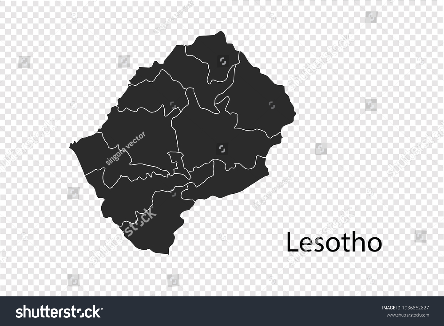 Lesotho map vector, black color. isolated on - Royalty Free Stock ...