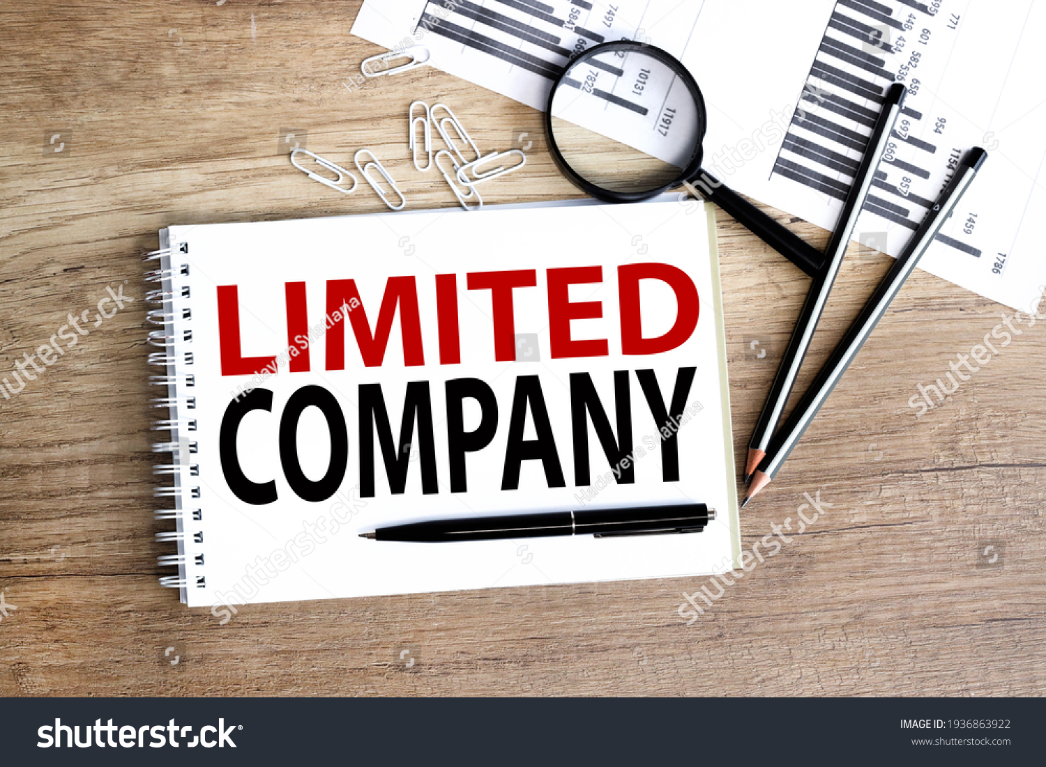 Limited company. text on white paper on wood background #1936863922
