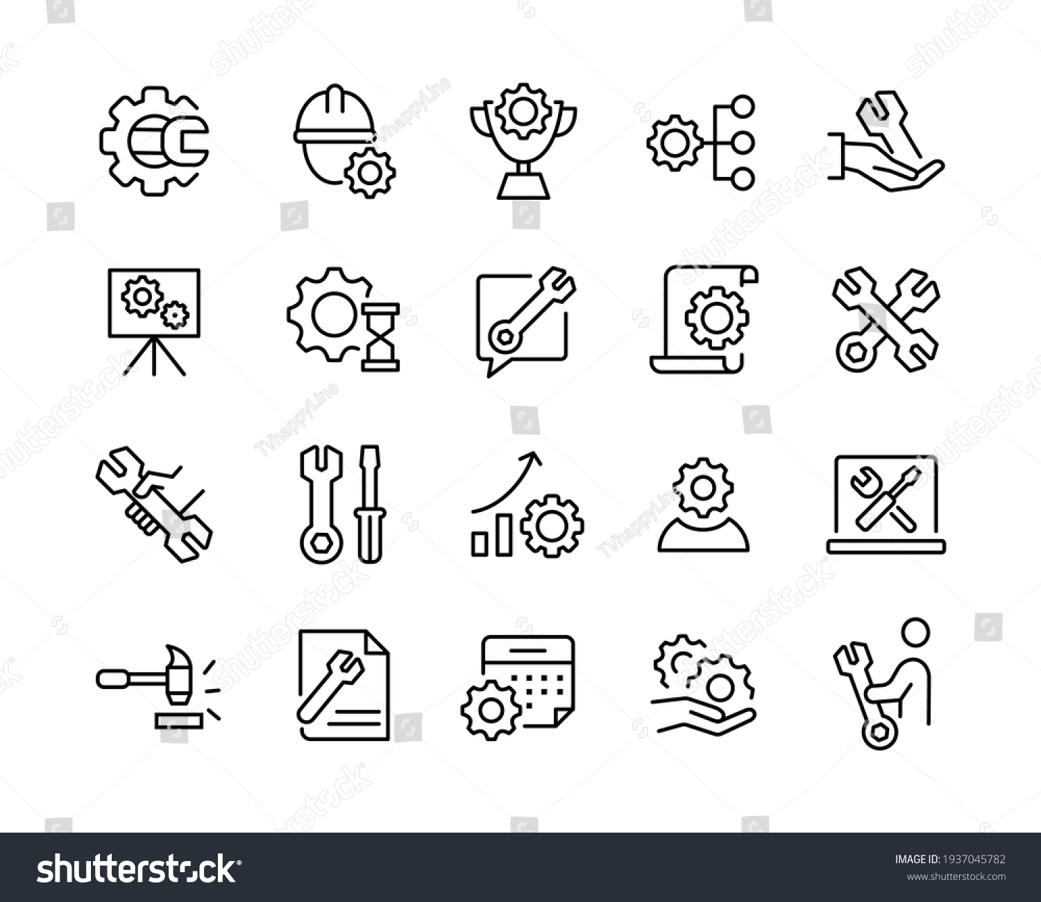 Repair Icons - Vector Line Icons. Editable Stroke. Vector Graphic #1937045782
