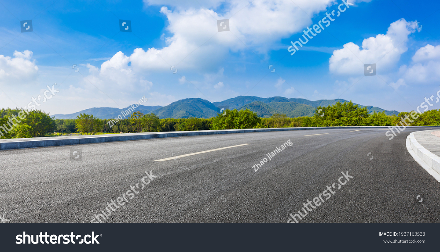 country road and green mountains in summer. #1937163538