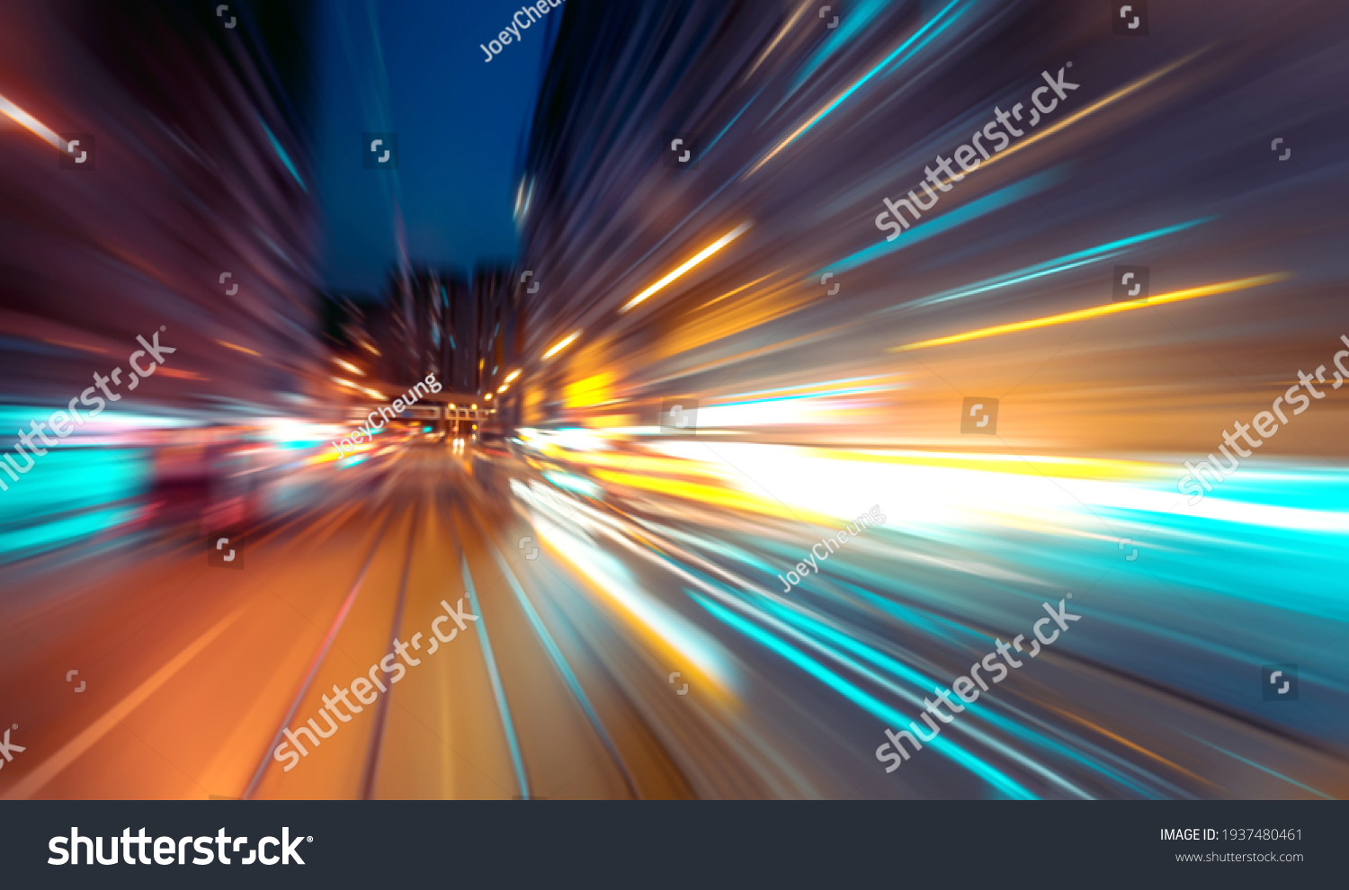 Abstract image of night traffic light trails in the city #1937480461