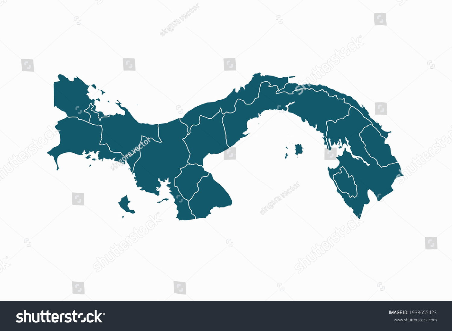 Panama map vector. blue color on white - Royalty Free Stock Vector ...