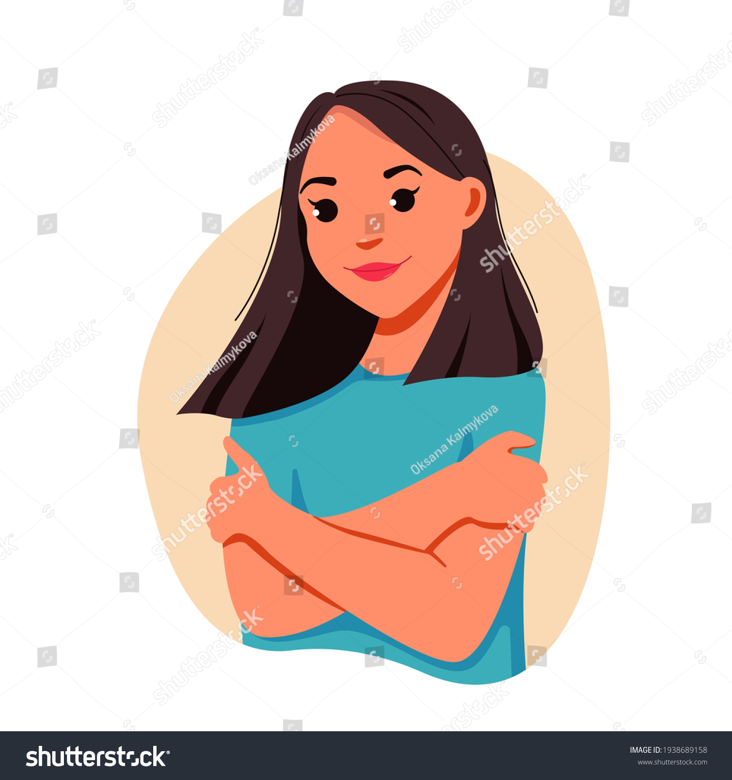 Self Love Concept Woman Hugging Herself Love Royalty Free Stock