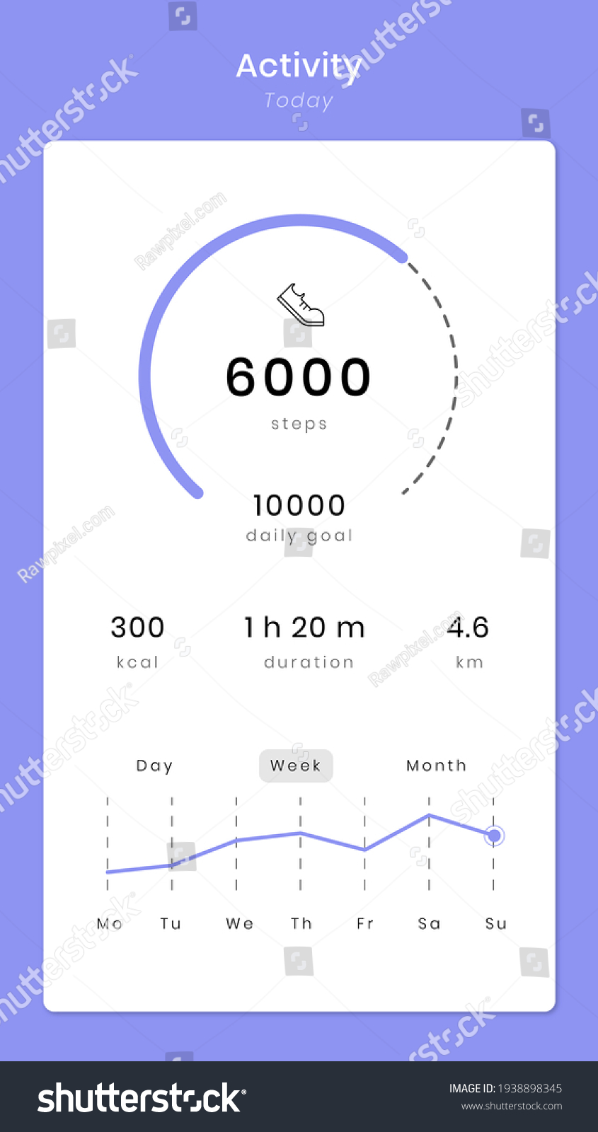 Steps tracking UI screen result health tracking - Royalty Free Stock ...