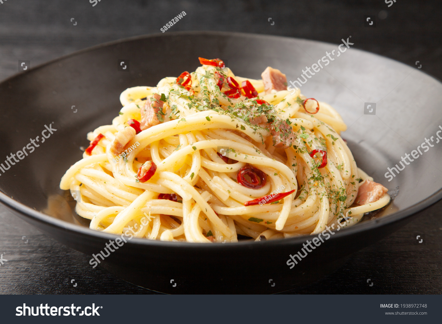 Peperoncino spaghetti on a plate #1938972748