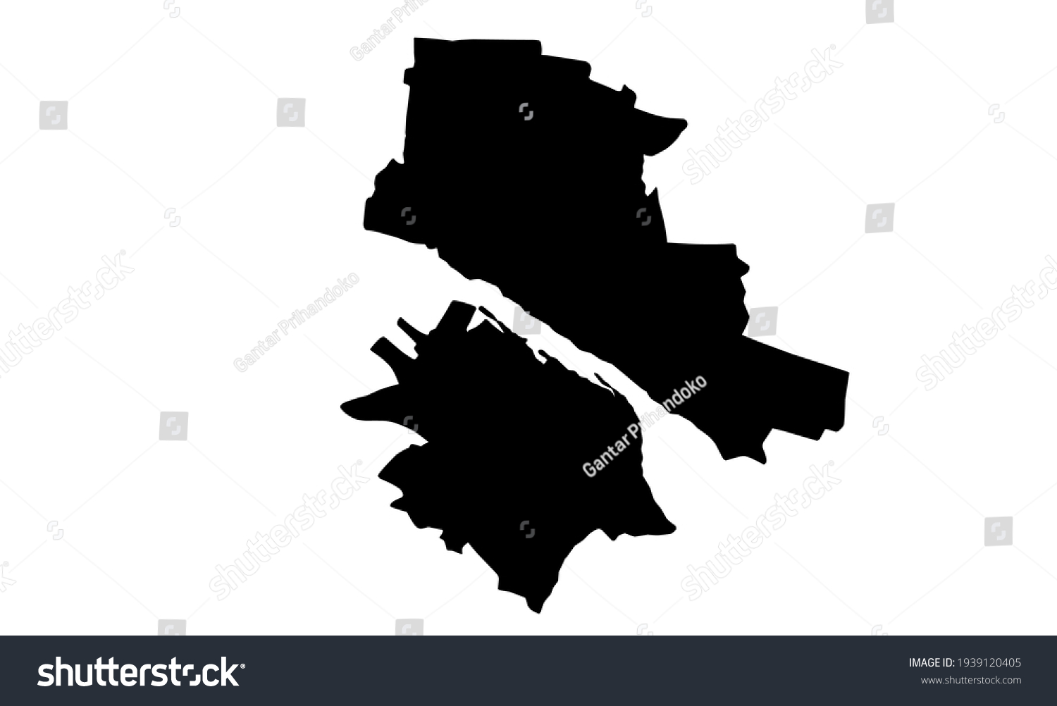 black silhouette of a map of the city of Plock - Royalty Free Stock ...