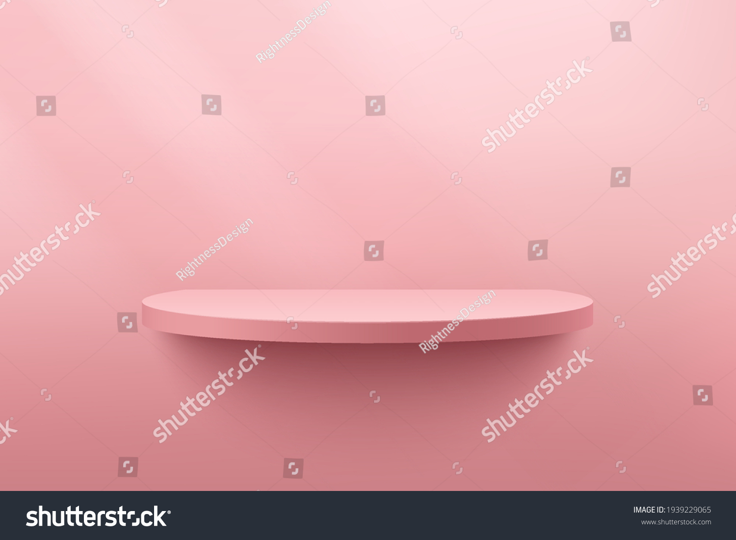 Abstract light pink cylinder shelf, Pedestal Podium. Pink empty room, Shadow of window. Vector rendering 3d shape, Product display presentation. Studio room concept, Minimal wall scene. #1939229065