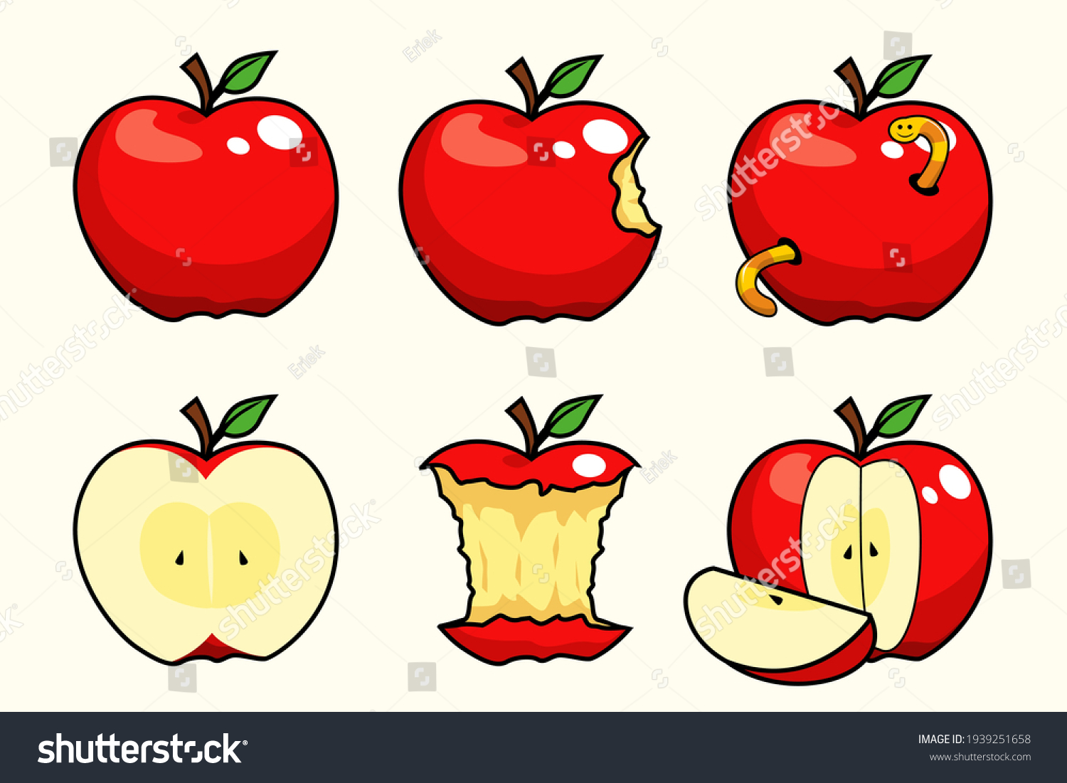 apple fruit set collections cartoon #1939251658