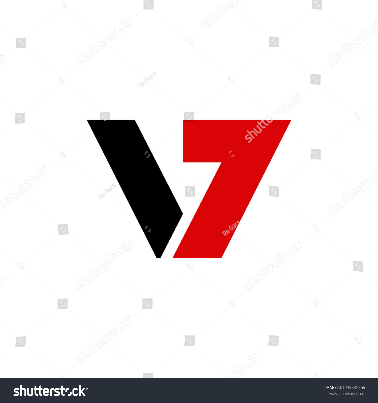 black red V7 logo design vector - Royalty Free Stock Vector 1939385869 ...