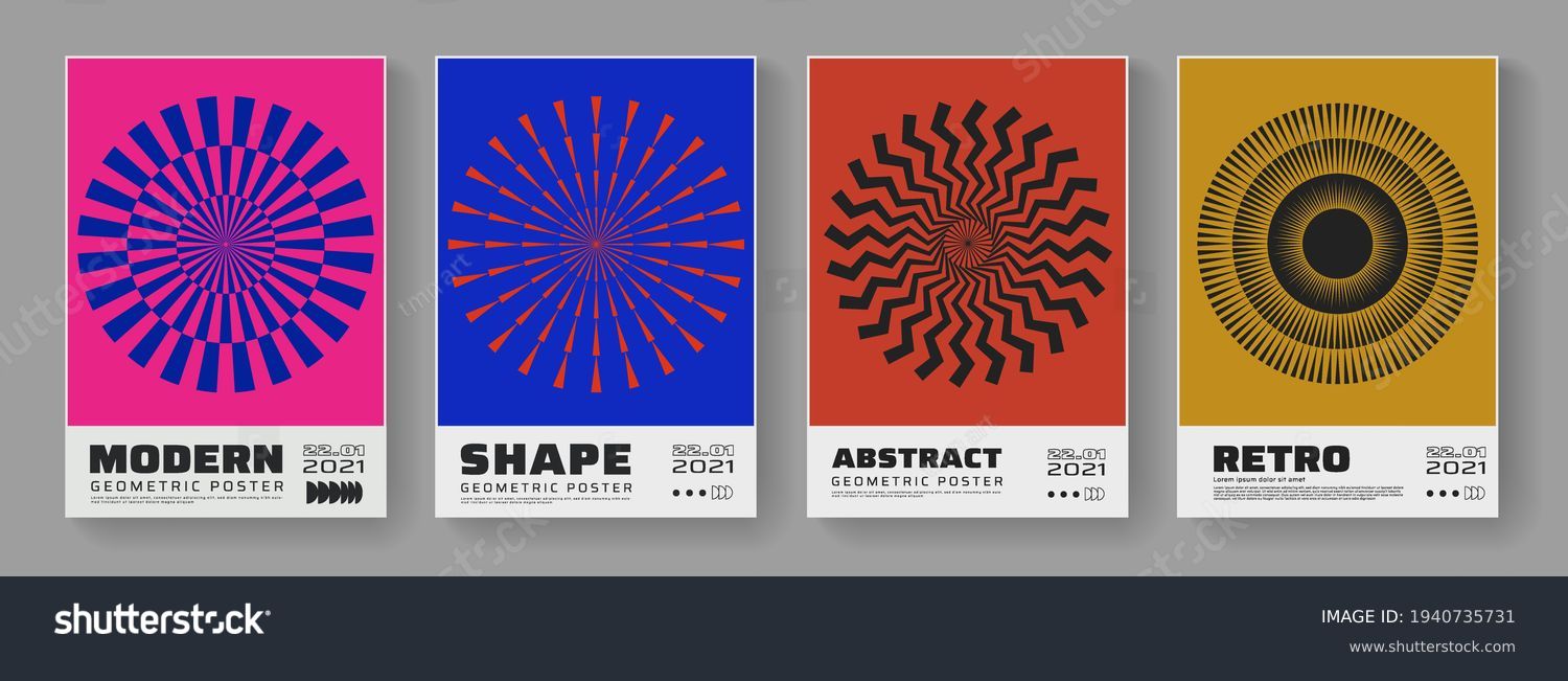 Minimal abstract posters set. Swiss Design composition with geometric shapes. Modern pattern. #1940735731