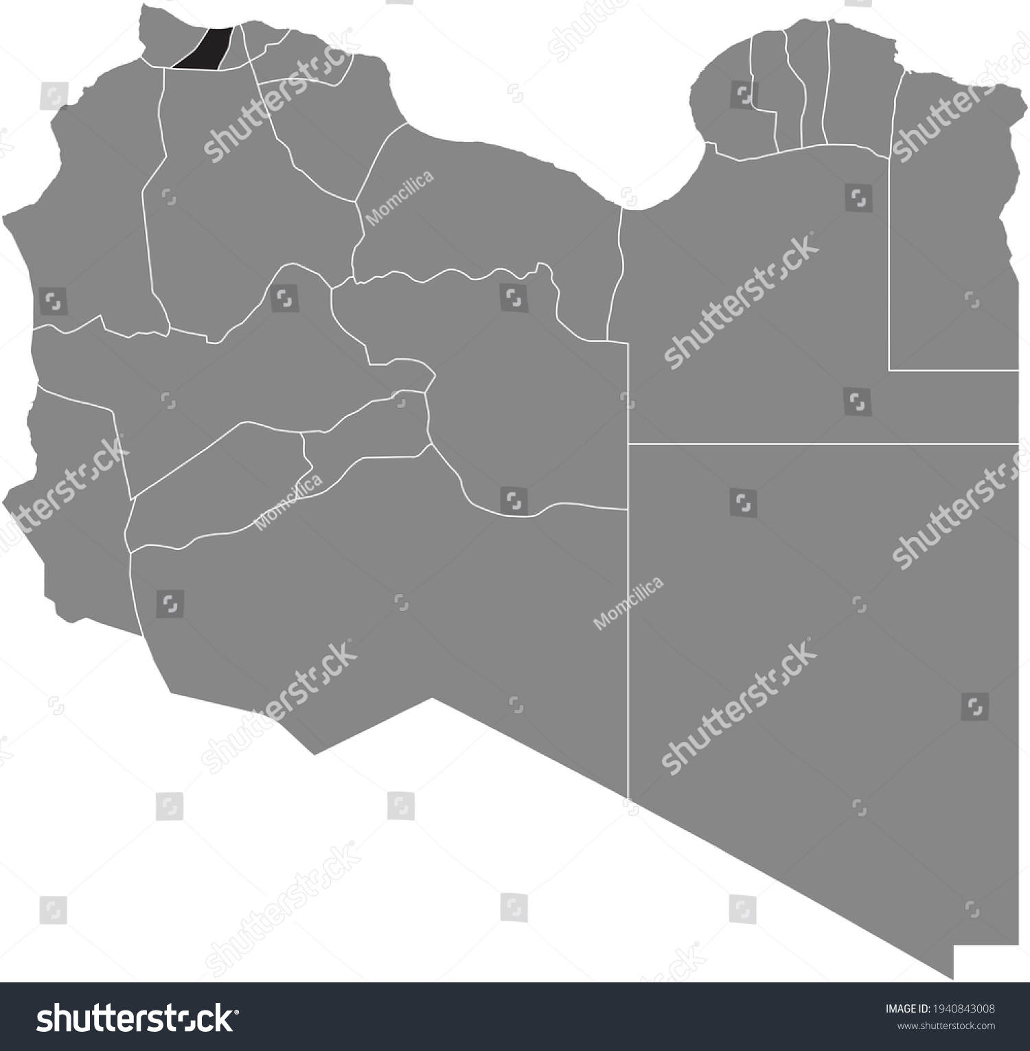 Black highlighted location map of the Libyan - Royalty Free Stock ...