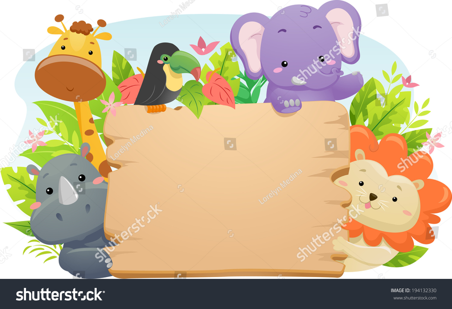 Illustration Featuring Cute Safari Animals - Royalty Free Stock Vector ...
