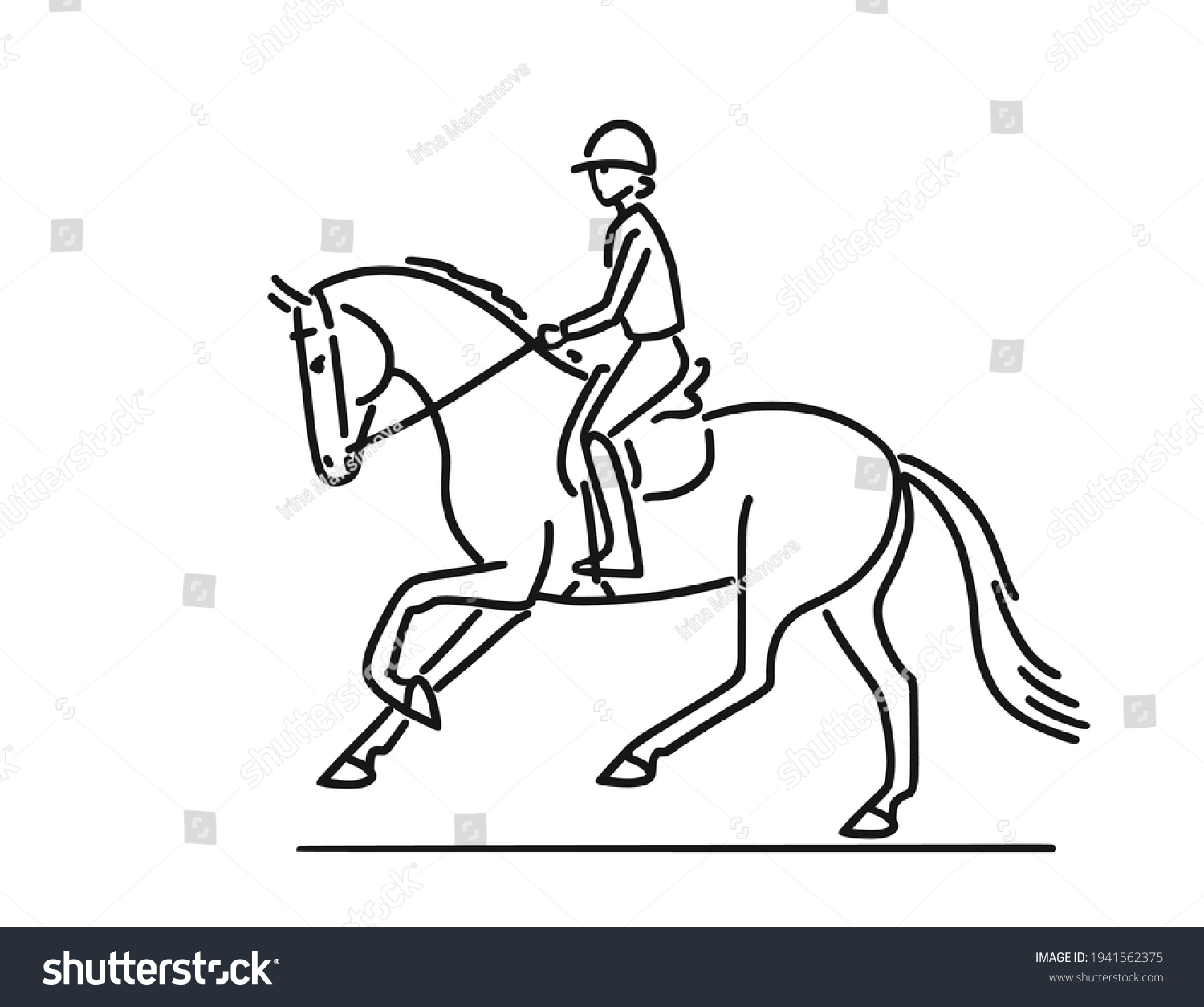 Girl Riding Horse, Equestrian Sport Training - Royalty Free Stock 