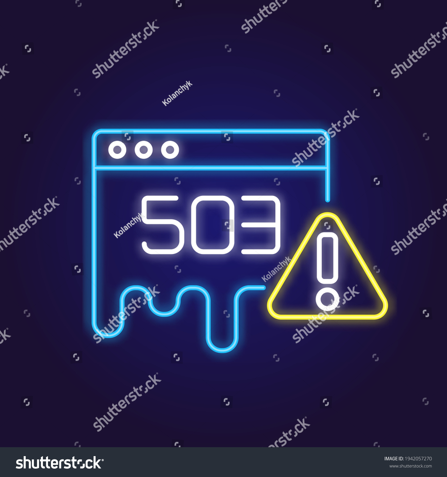 503 error neon icon. Service Temporarily Royalty Free Stock Vector