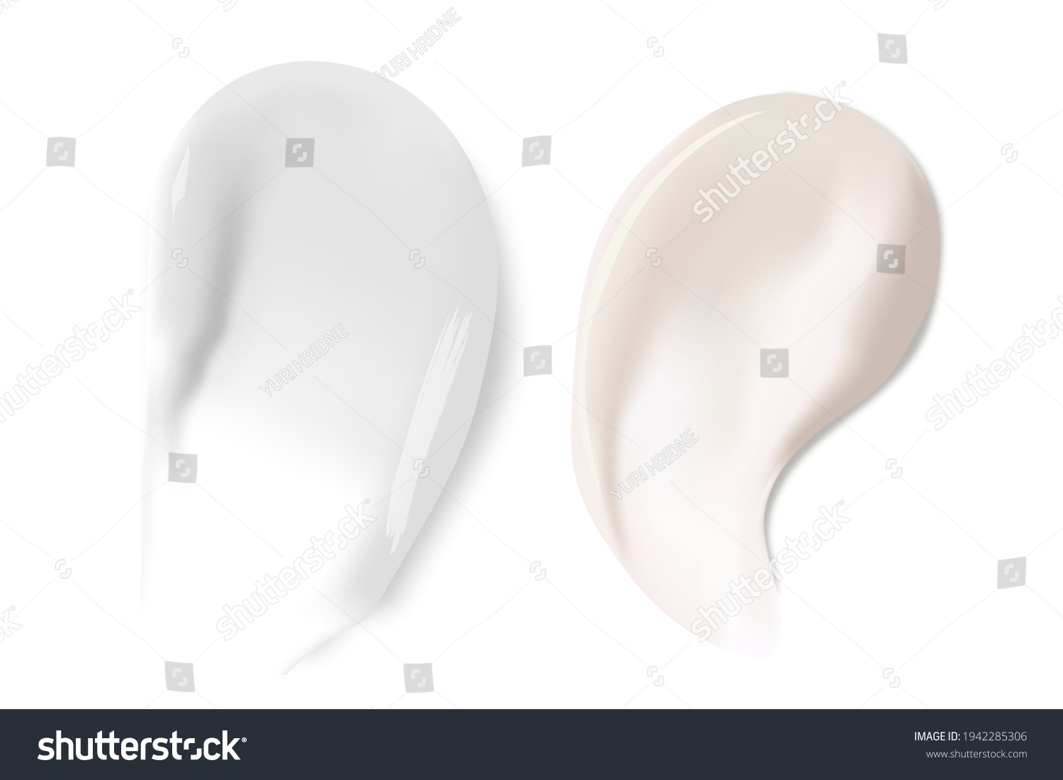 Cream texture stroke isolated on transparent background. Facial creme, foam, gel or body lotion skincare icon. Vector face cream cosmetic product smear swatch. #1942285306