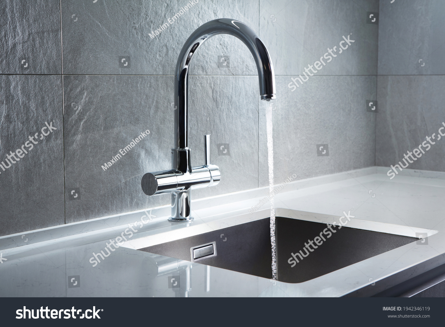 Kitchen water mixer. Water tap made of chrome material #1942346119