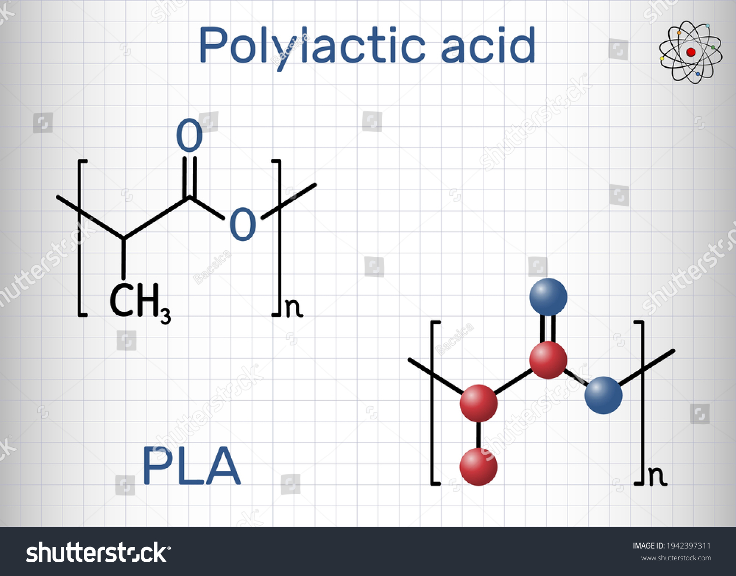 Polylactic acid, polylactide, PLA molecule. It - Royalty Free Stock ...