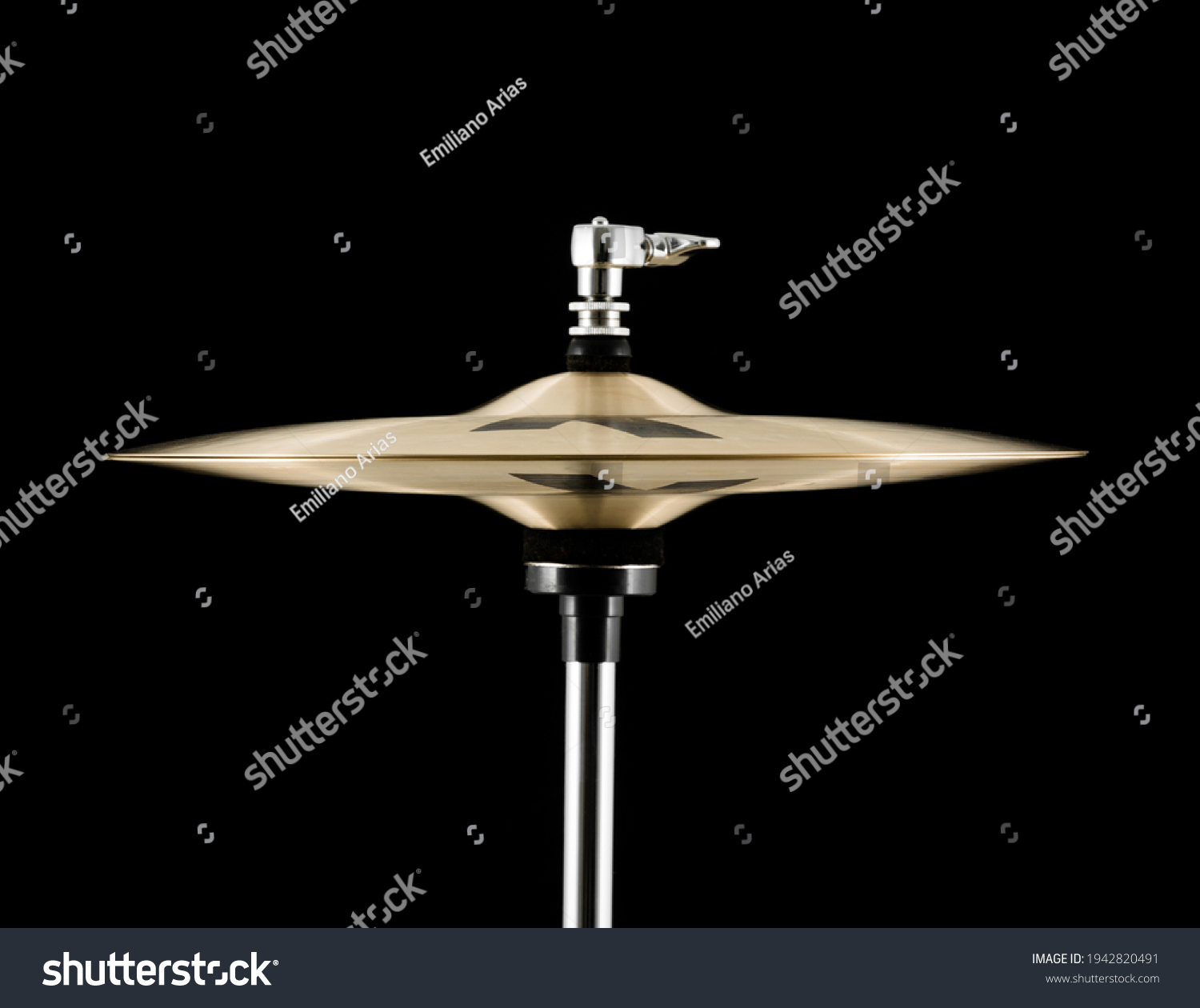 Hi-hat cymbals from the side isolated on black background #1942820491