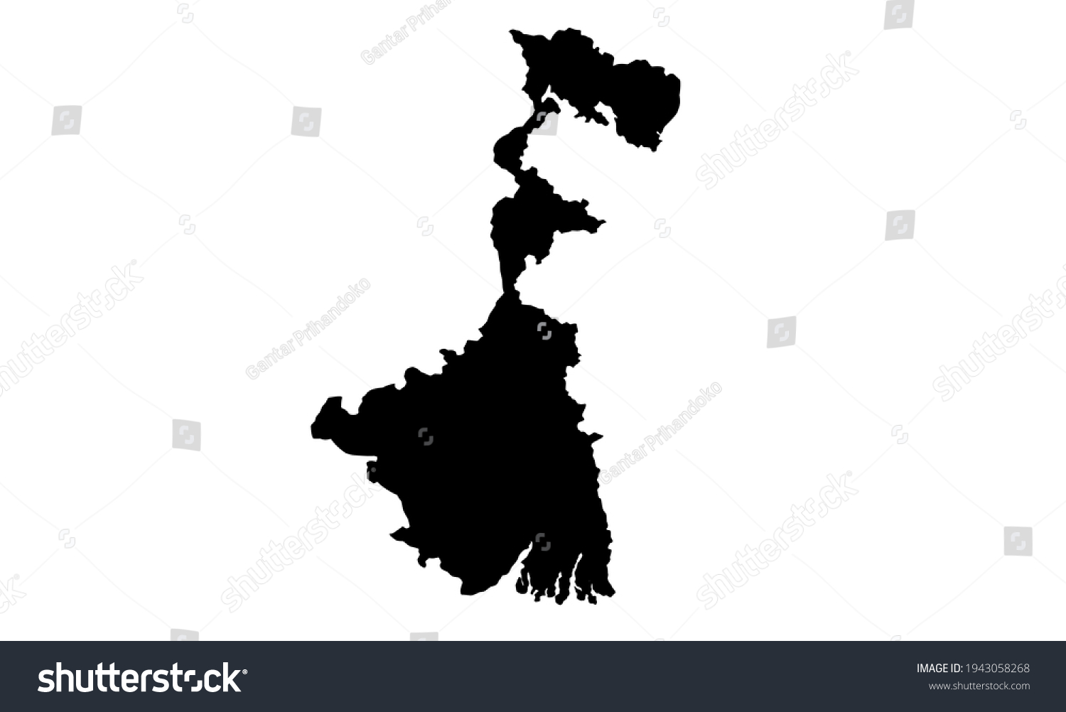 black silhouette of map of West Bengal in India - Royalty Free Stock ...