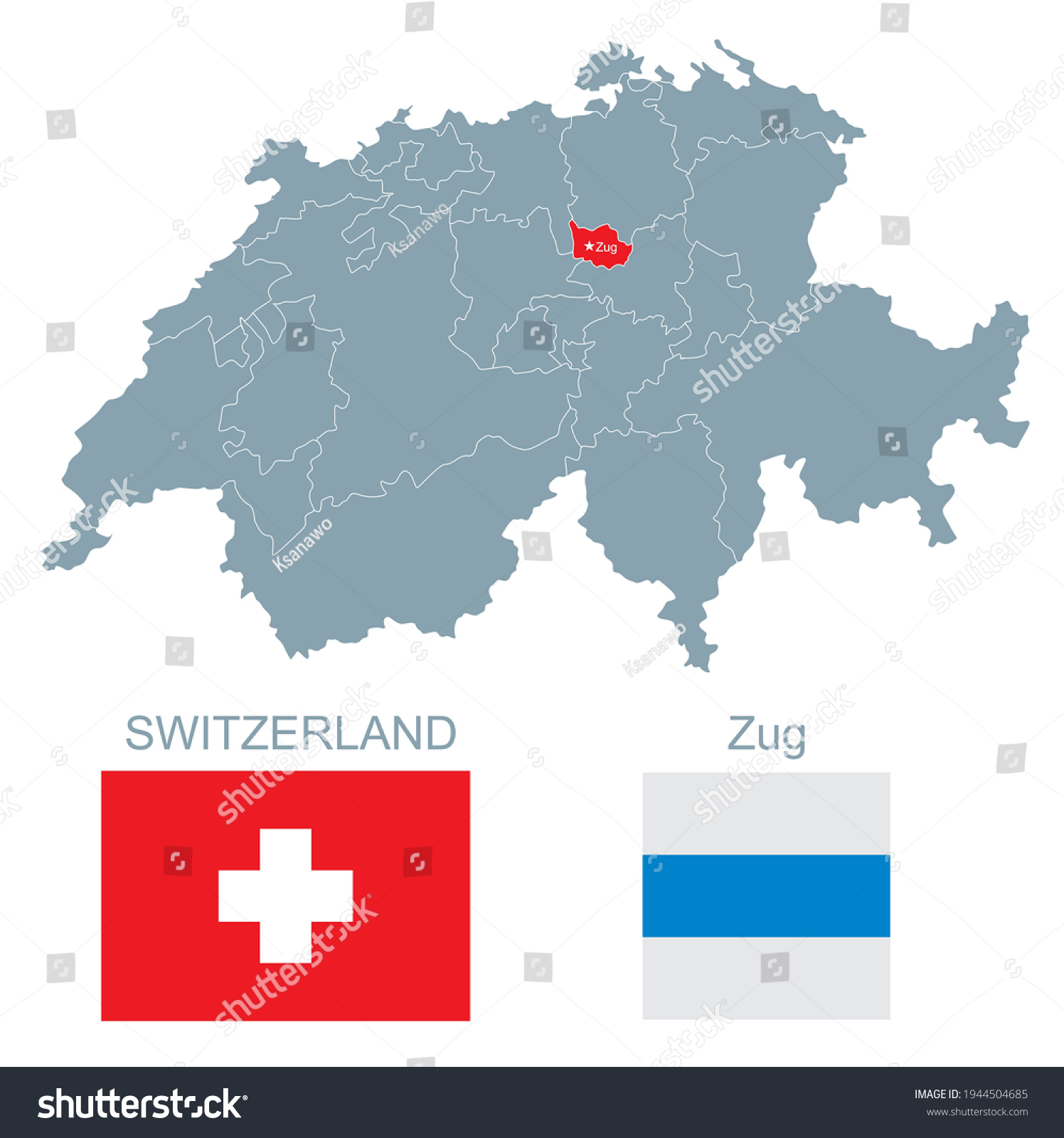 map and flag of the swiss canton Zug vector - Royalty Free Stock Vector ...