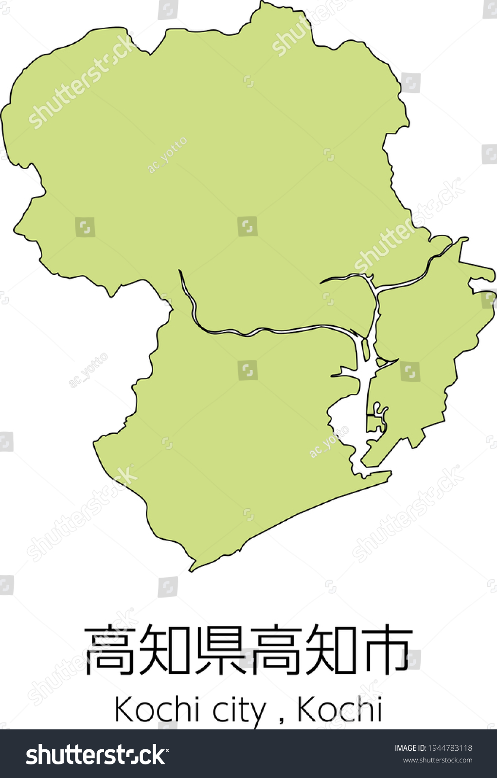 Map Of Kochi City Kochi Prefecture Japan Royalty Free Stock Vector