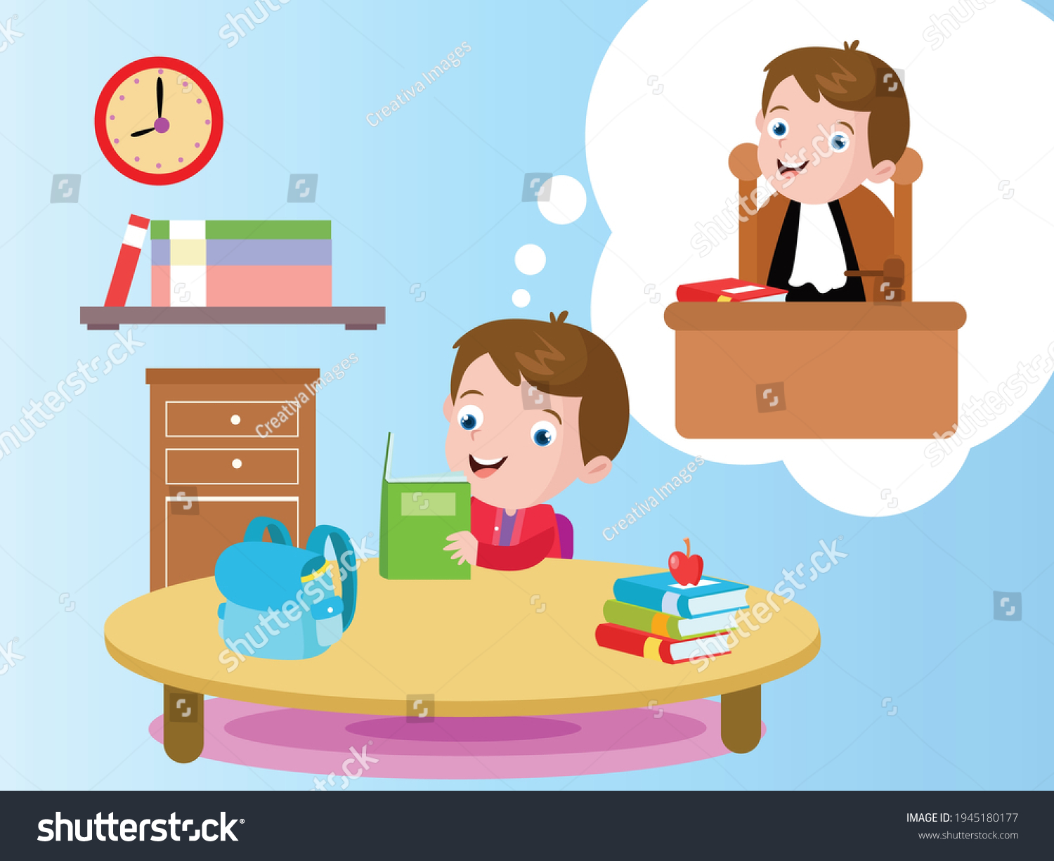 Dream job vector concepts: Little boy reading - Royalty Free Stock ...