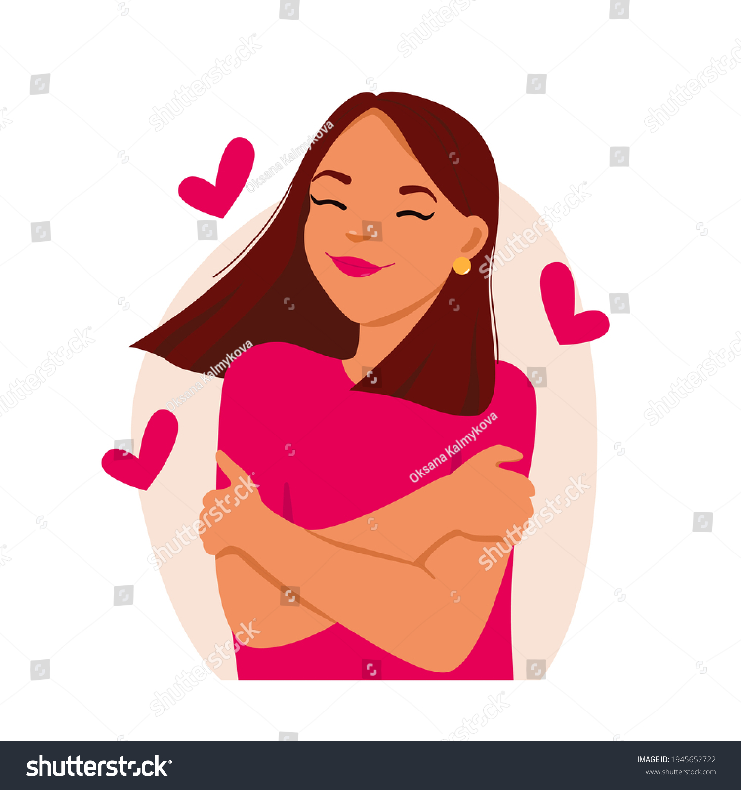 Self Love Concept Woman Hugging Herself Love Royalty Free Stock