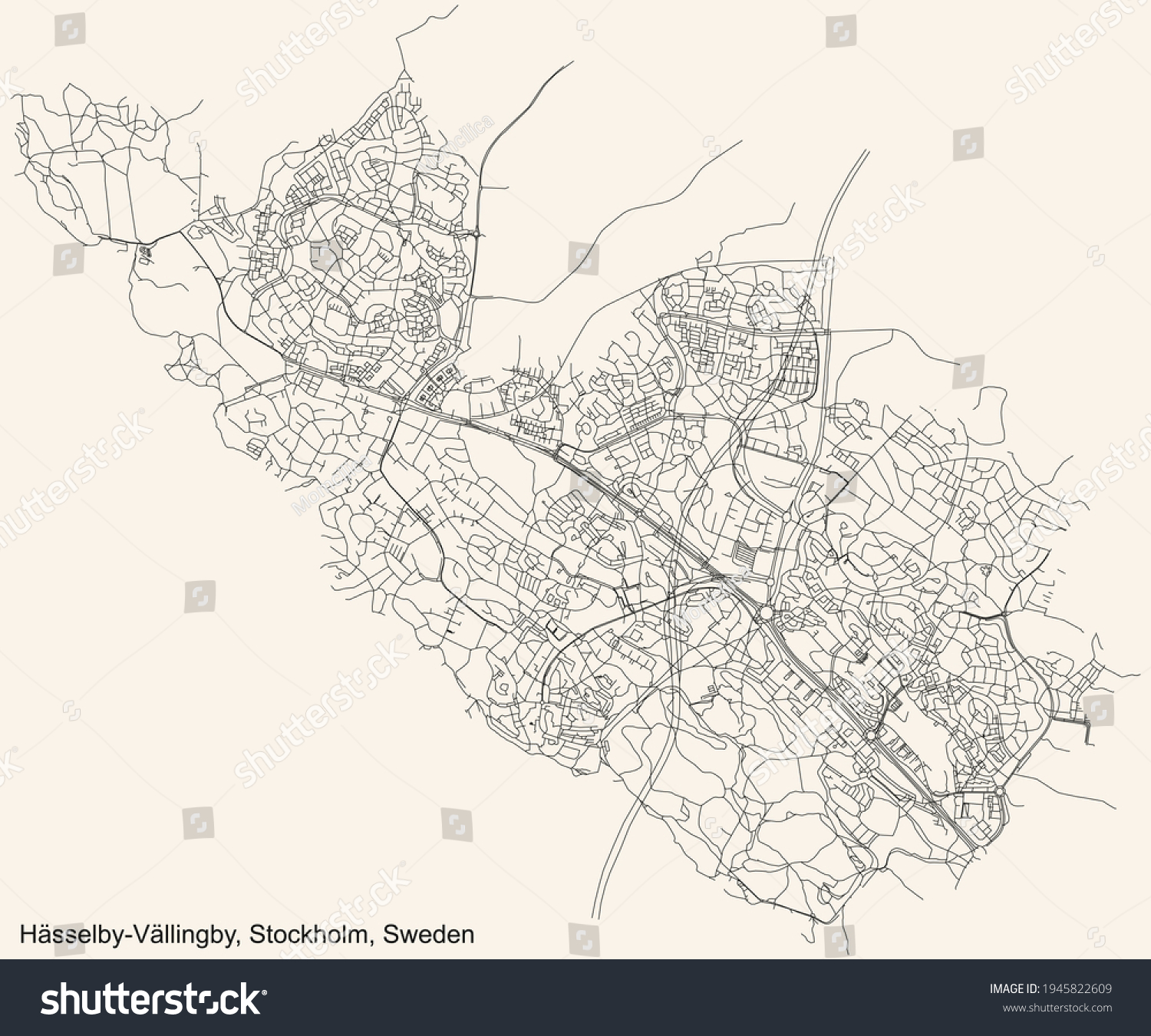 Black simple detailed street roads map on - Royalty Free Stock Vector ...