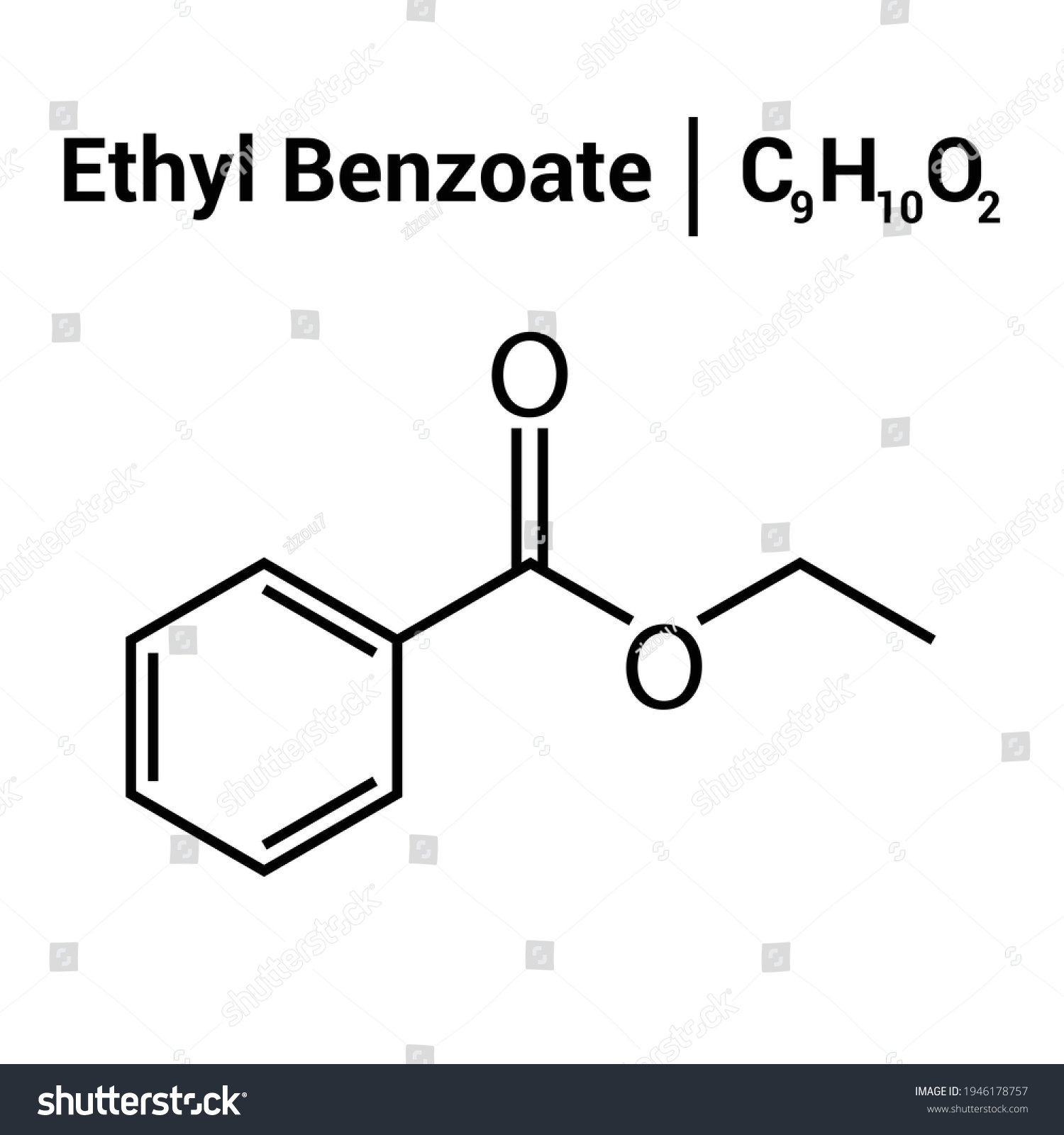 Chemical Structure Of Ethyl Benzoate C9h10o2 Royalty Free Stock Vector 1946178757 7068