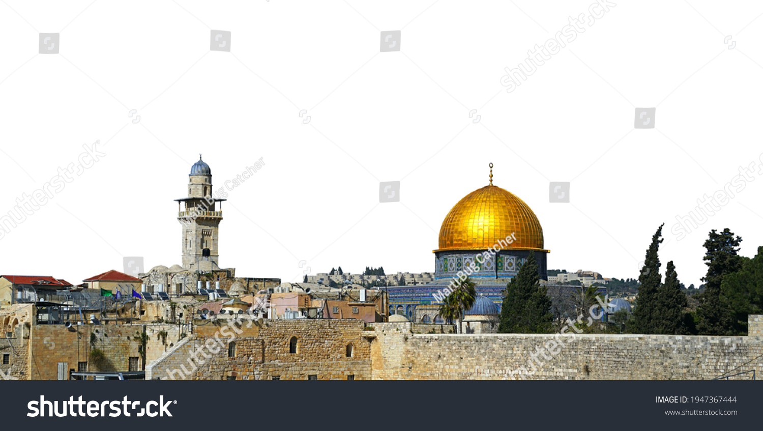 Cityscape of Jerusalem (Israel) isolated on white background #1947367444