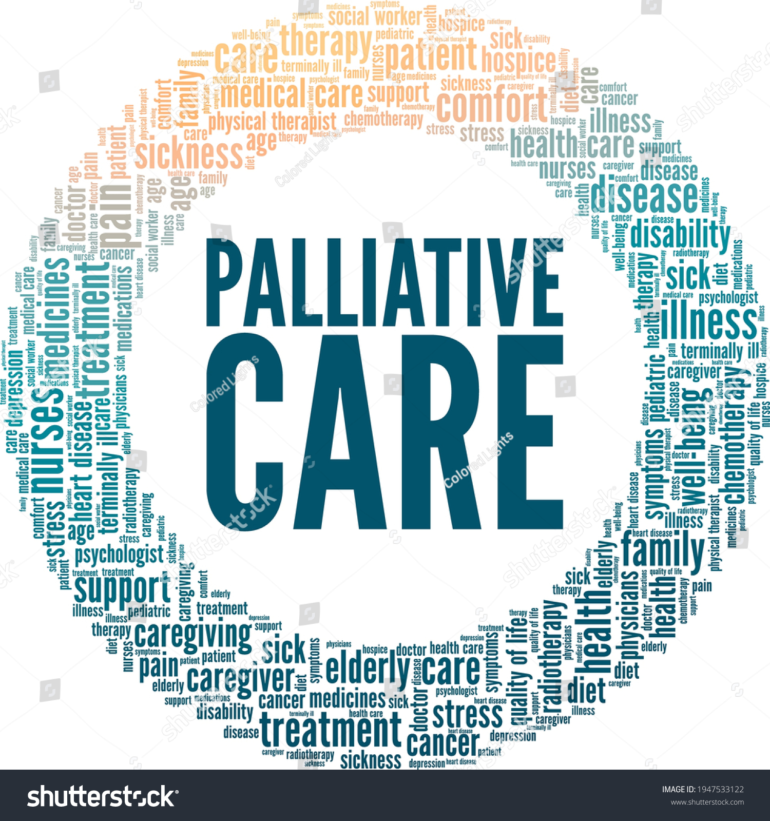 Palliative care vector illustration word cloud isolated on a white background. #1947533122