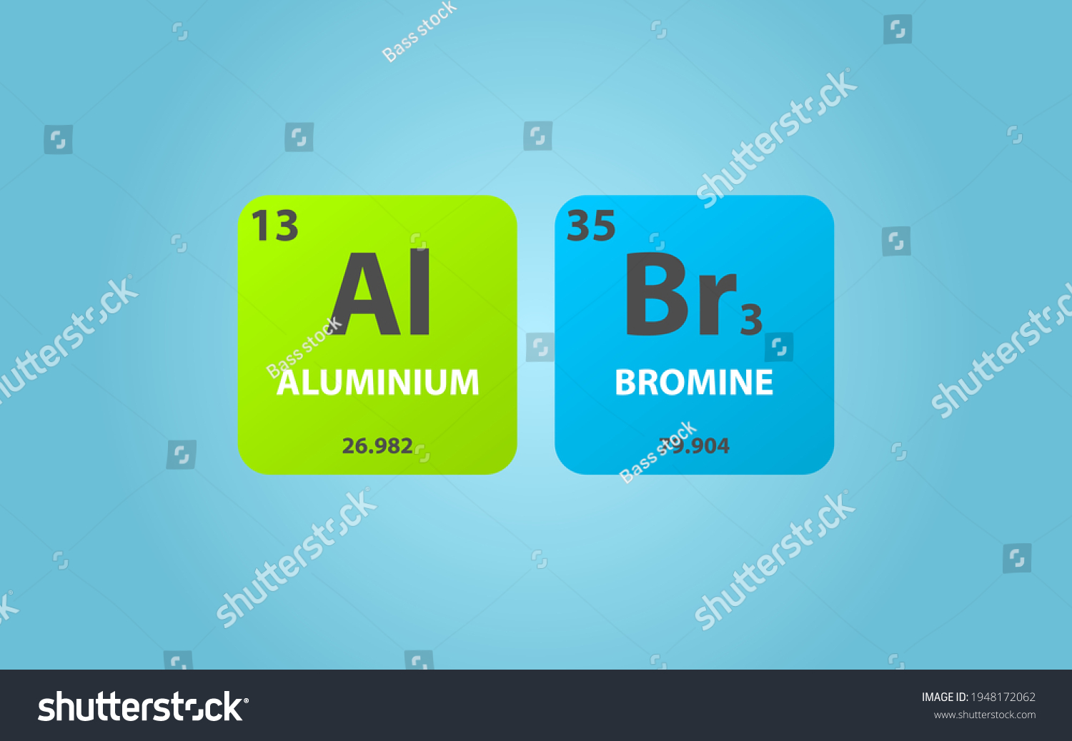 Aluminium Bromide AlBr3 molecule. Simple Royalty Free Stock Vector