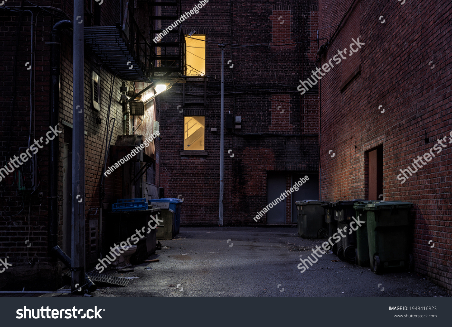 empty back alley at night  #1948416823