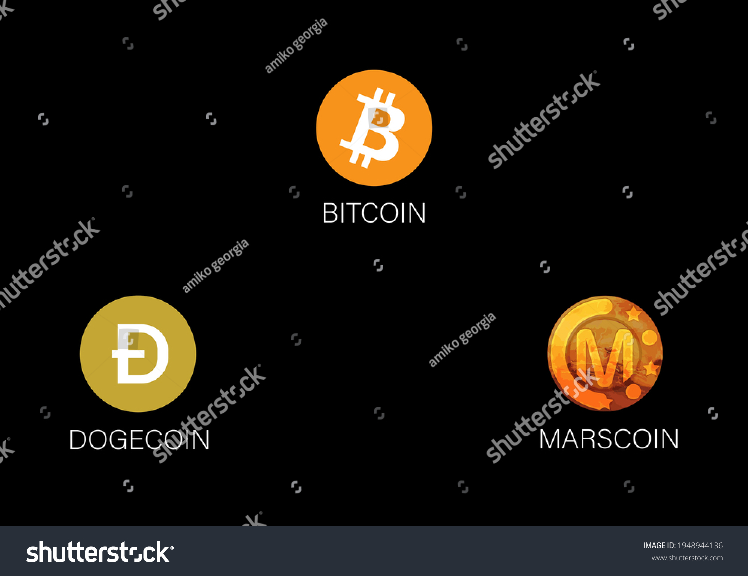 Invested by Elon Musk, Bitcoin symbol, - Royalty Free Stock Vector