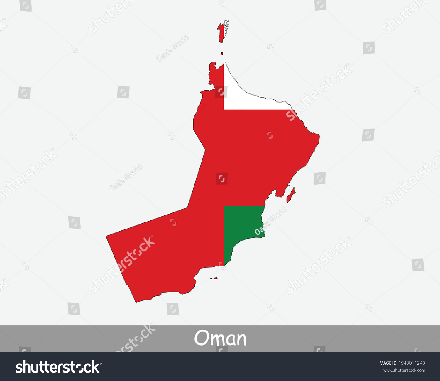 Oman Flag Map. Map of the Sultanate of Oman with - Royalty Free Stock ...