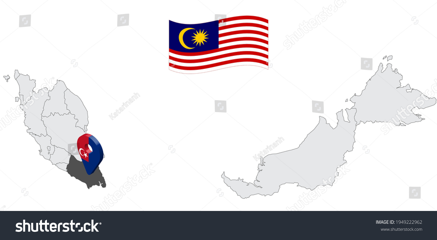 Location of State Johor on map Malaysia. 3d - Royalty Free Stock Vector ...