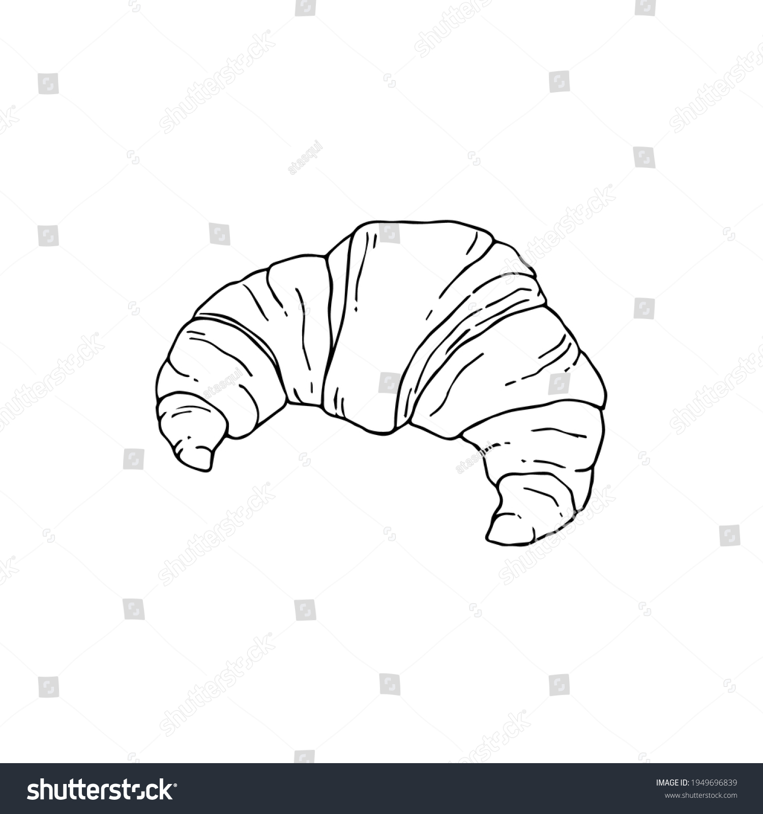 Hand drawn croissant sketch. Doodle illustration - Royalty Free Stock ...