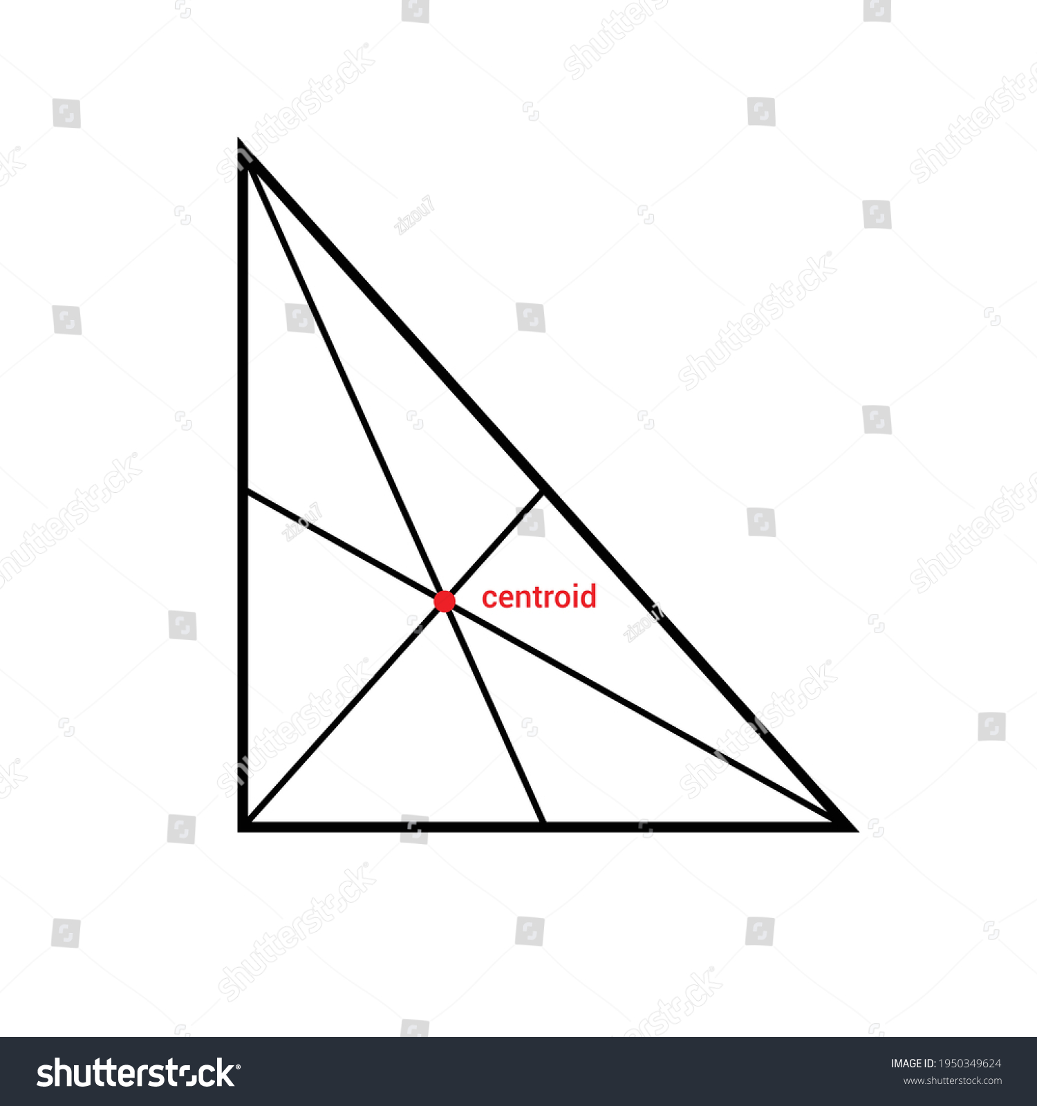 The Centroid Of A Right Angle Triangle Royalty Free Stock Vector 1950349624 4359