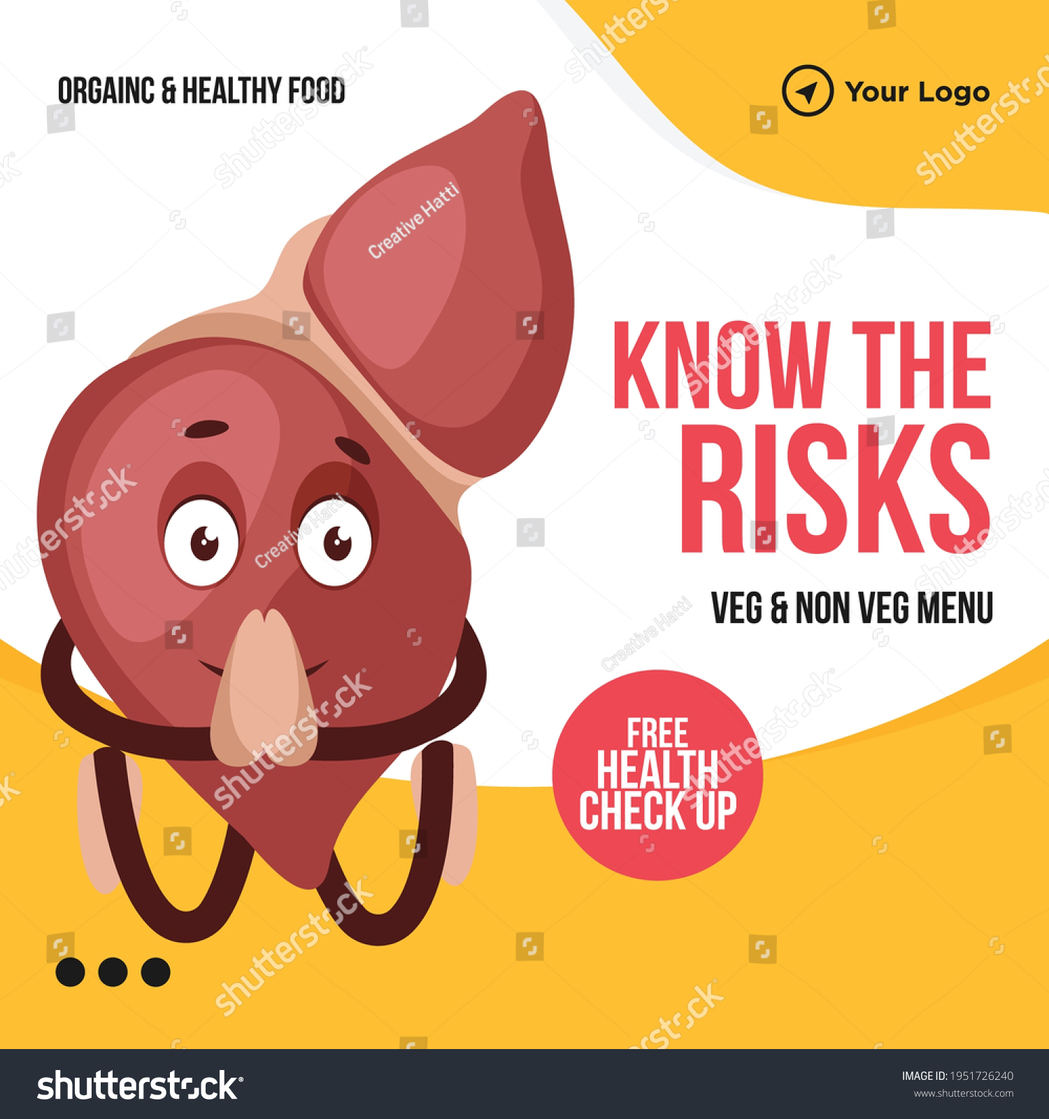 Banner design of know the risks veg and nonveg - Royalty Free Stock ...