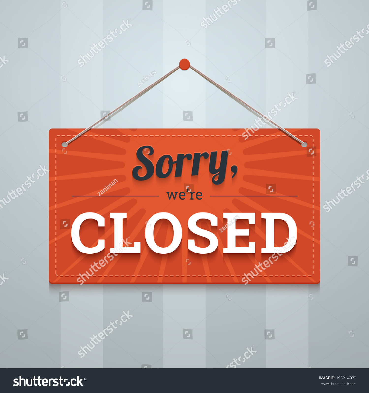 Sorry we are closed red sign on a wall. Flat style vector illustration in EPS10. #195214079