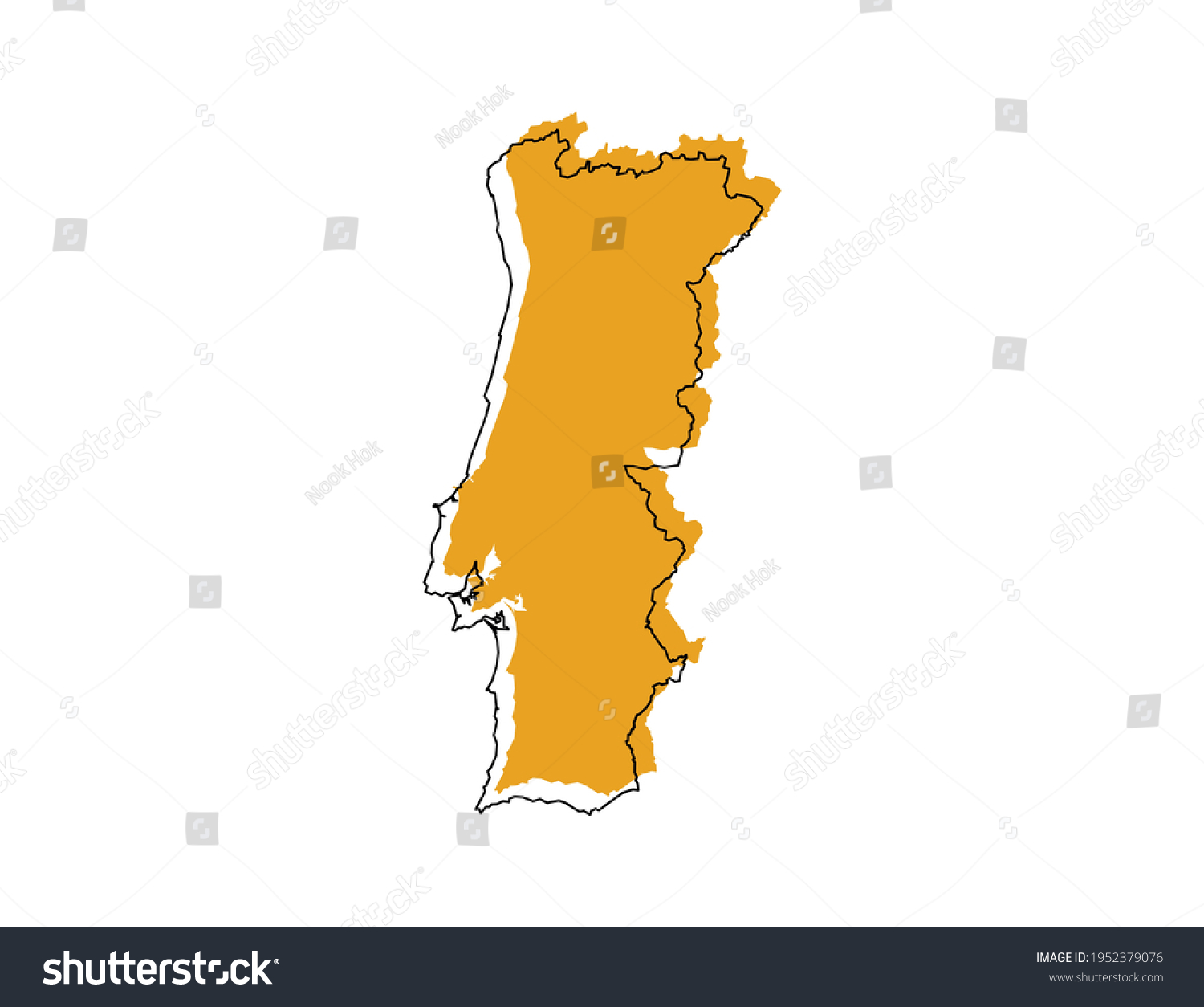 Vector black line and yellow map of Portugal - Royalty Free Stock ...