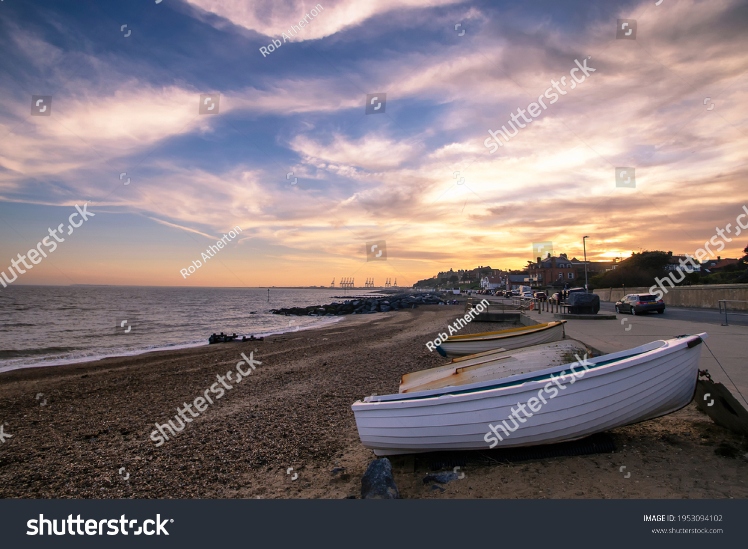 Sunset over the seafront at Felixstowe in Suffolk, UK #1953094102