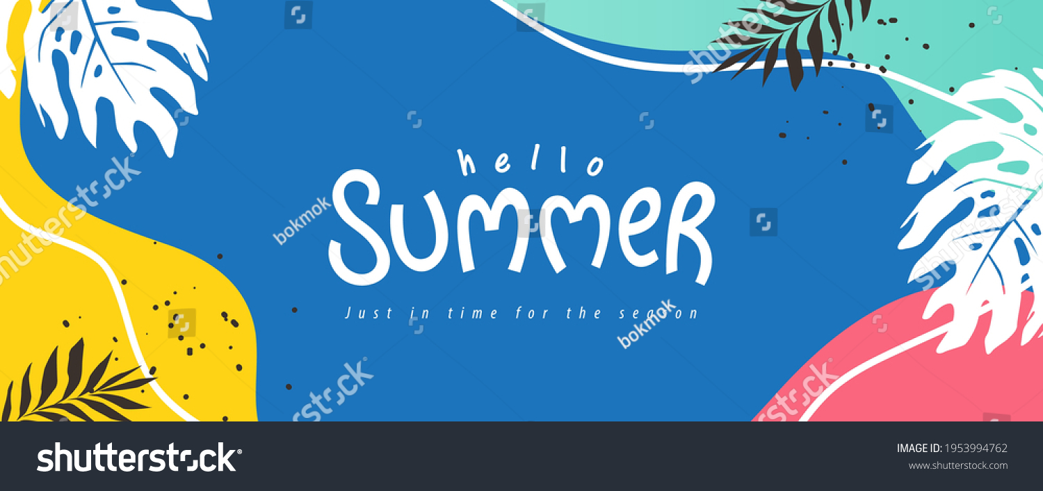 Colorful Summer background layout banners design. Horizontal poster, greeting card, header for website #1953994762