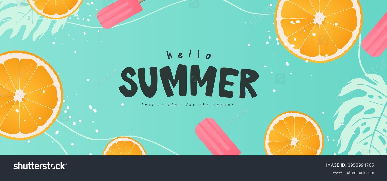 Colorful Summer background layout banners design. Horizontal poster, greeting card, header for website #1953994765