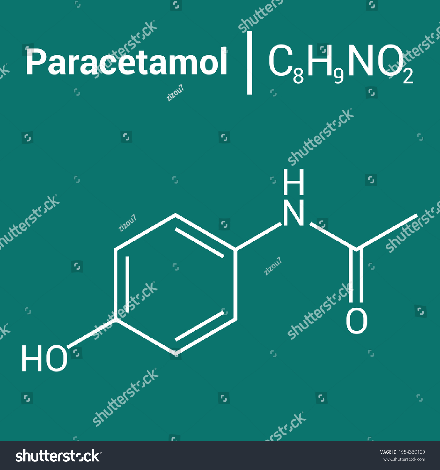 Chemical Structure Of Paracetamol Or Royalty Free Stock Vector 1954330129