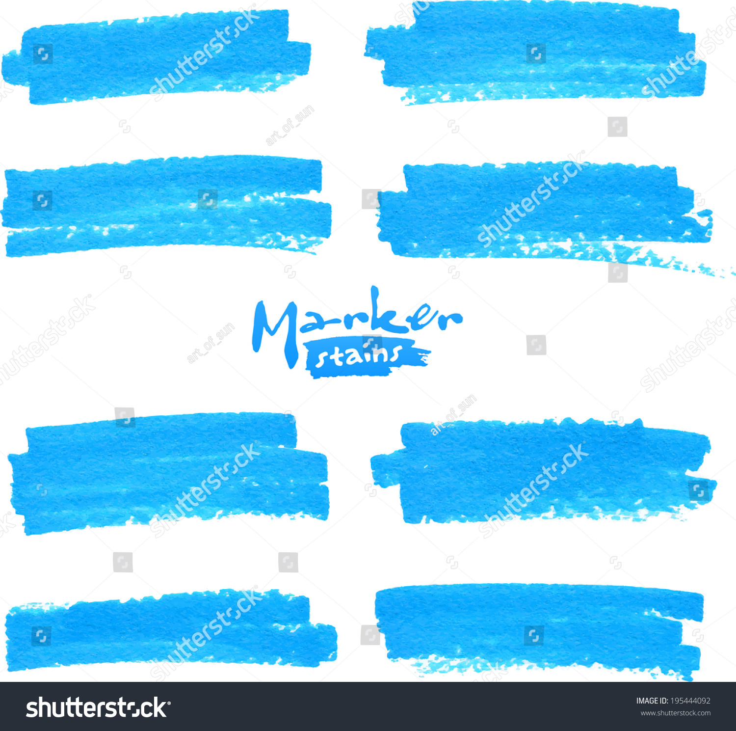 Blue felt tip pen stains set #195444092