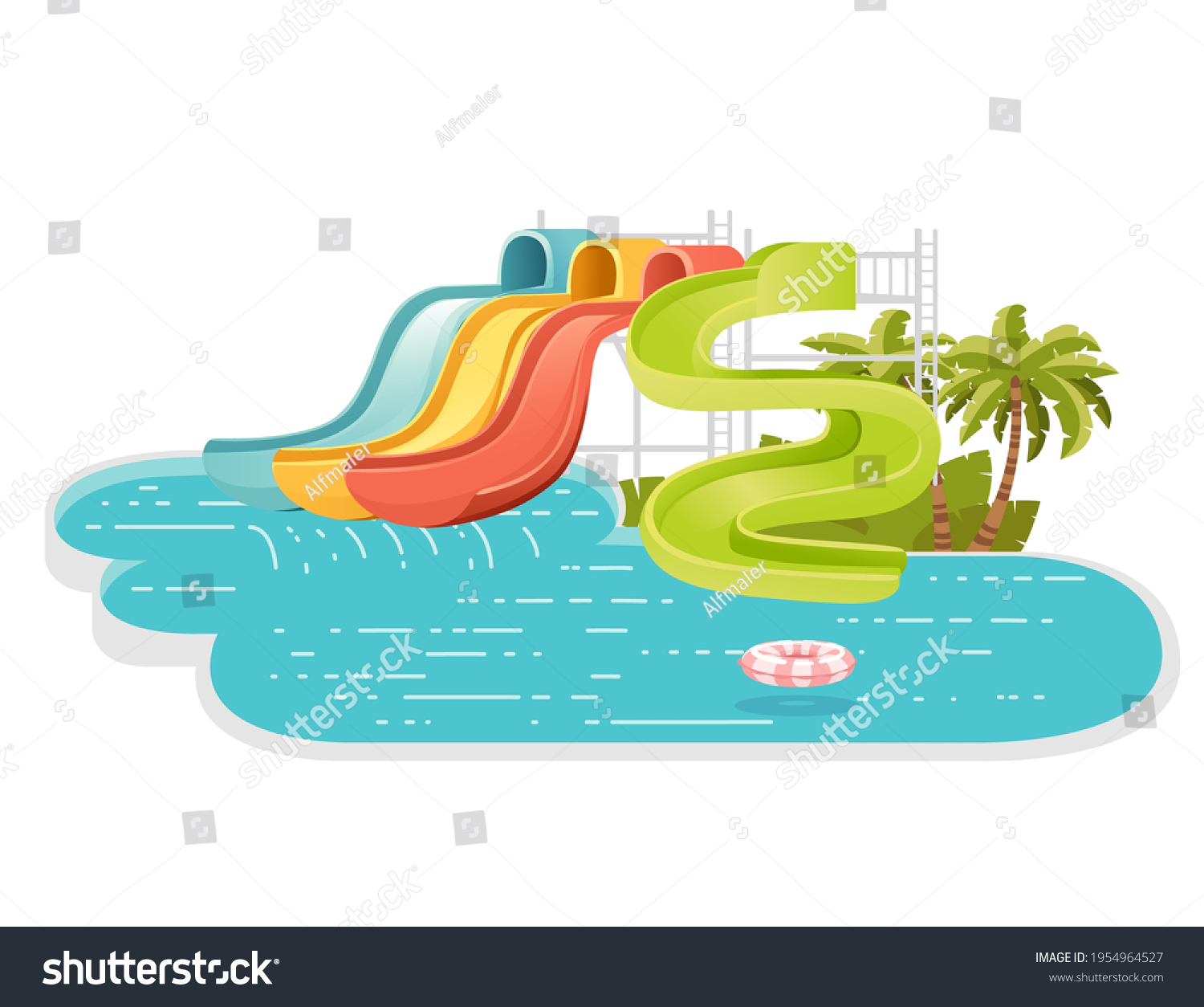 Waterpark Illustration With Colored Plastic Royalty Free Stock Vector