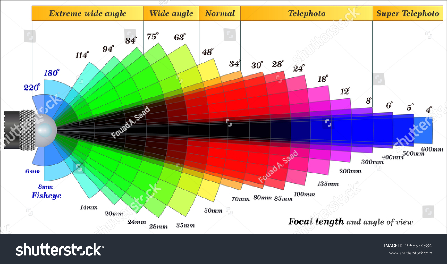 Focal length and angle of view - Royalty Free Stock Vector 1955534584 ...