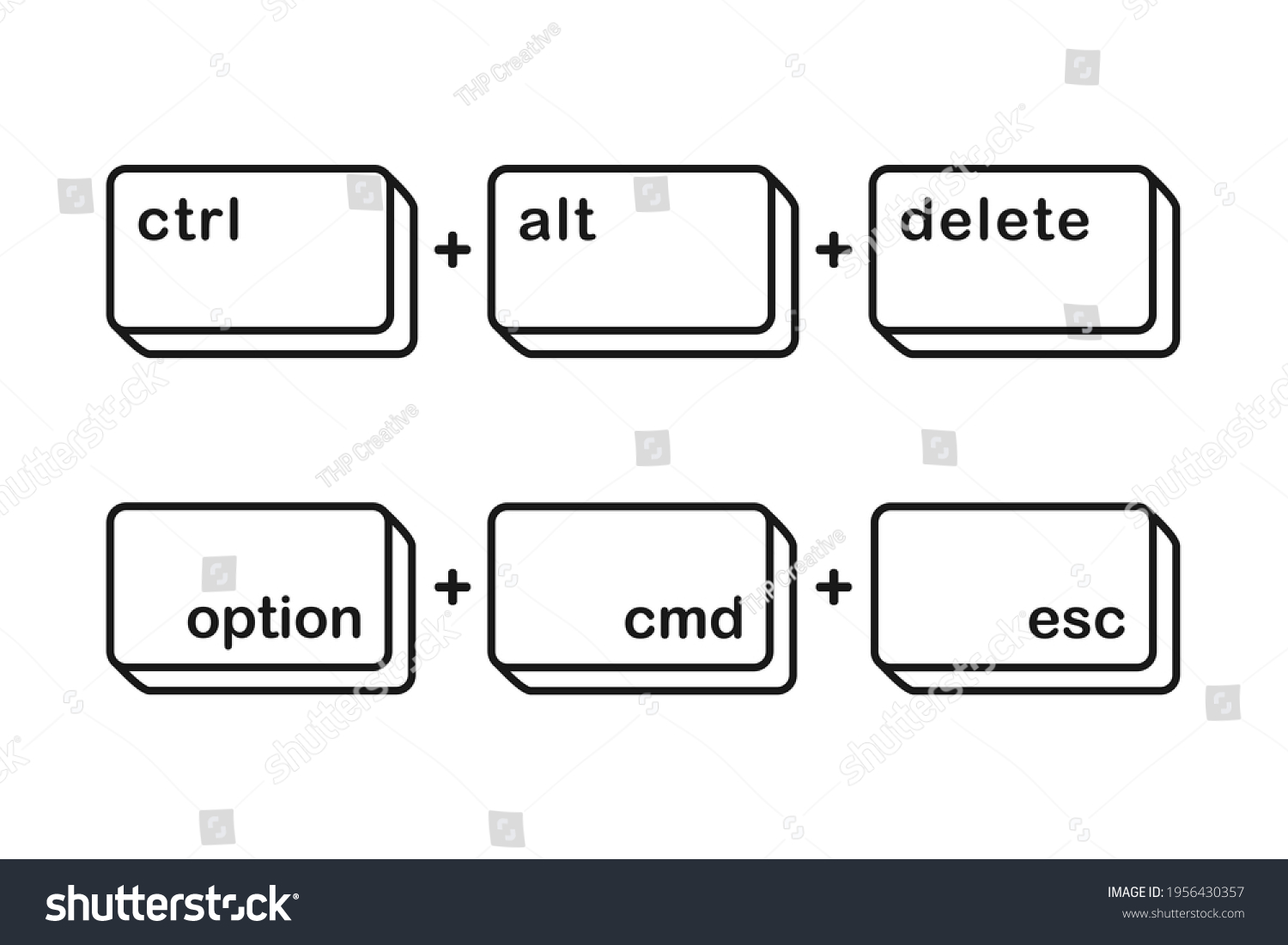 Ctrl Alt Delete And Option Cmd Esc Shortcut Keys Royalty Free Stock Vector 1956430357 0313